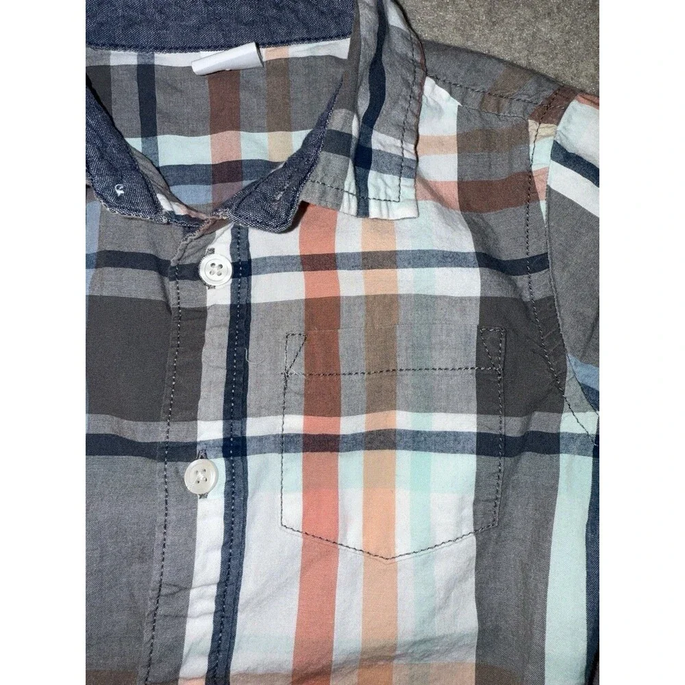 Gymboree Boys Size 3T Short Sleeve Button Up Plaid